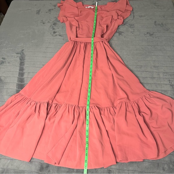EUC Ivy City Company Clary Ruffle Dress Magnolia Pink NWT Size Medium - Picture 13 of 16